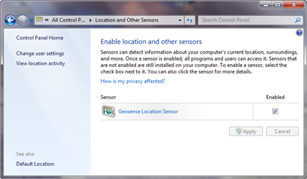 Программный гео-датчик для Windows 7
