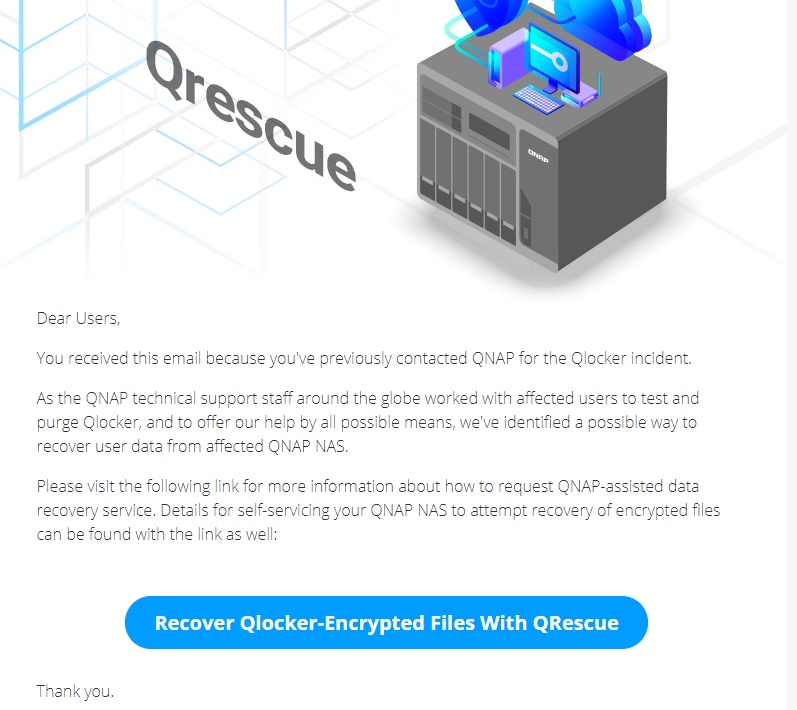 QNAP предложила процедуру восстановления данных после атаки Qlocker