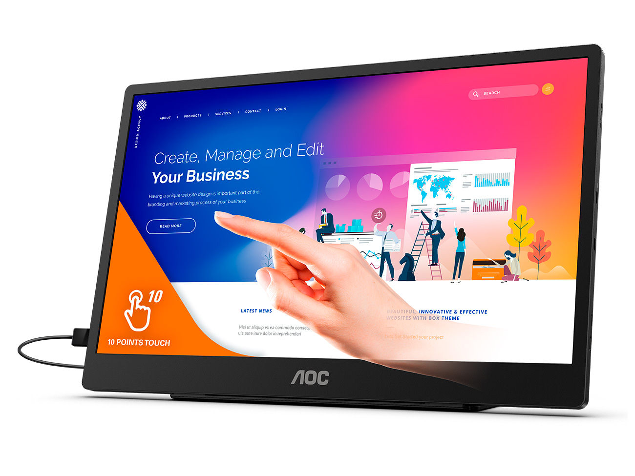 AOC 16T2 — портативный сенсорный 15-дюймовый монитор AOC 16T2 — портативный сенсорный 15-дюймовый монитор