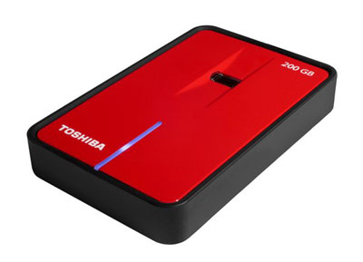 Toshiba выпускает внешний HDD 200 ГБ с датчиком падения и сканером отпечатков пальцев