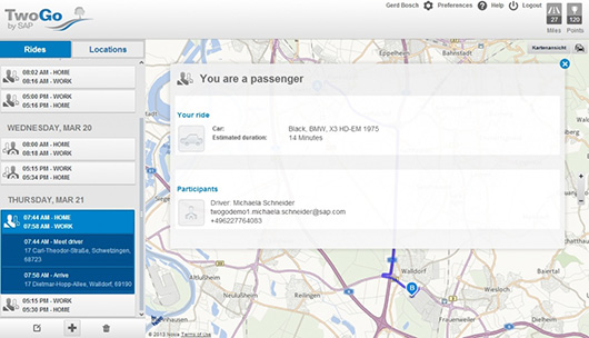 Приложение TwoGo от SAP и Nokia позволяет планировать совместные поездки Приложение TwoGo от SAP и Nokia позволяет планировать совместные поездки