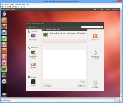 Виртуальной Ubuntu не требуются никакие сторонние драйверы