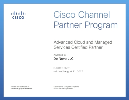 De Novo первой в Украине получила статус Cisco CMSP
