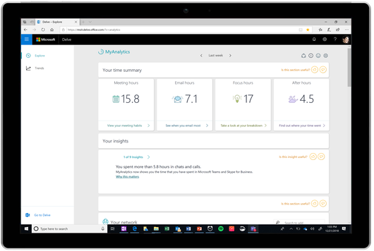 Трекер эффективности использования рабочего времени MyAnalytics расширяет аудиторию
