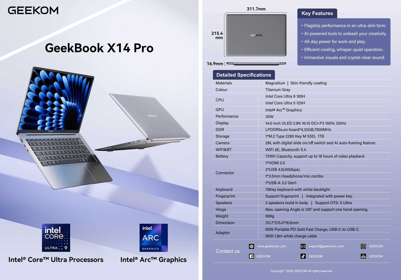 GEEKOM GeekBook X14 Pro — перший у світі повністю металевий ультралегкий ноутбук