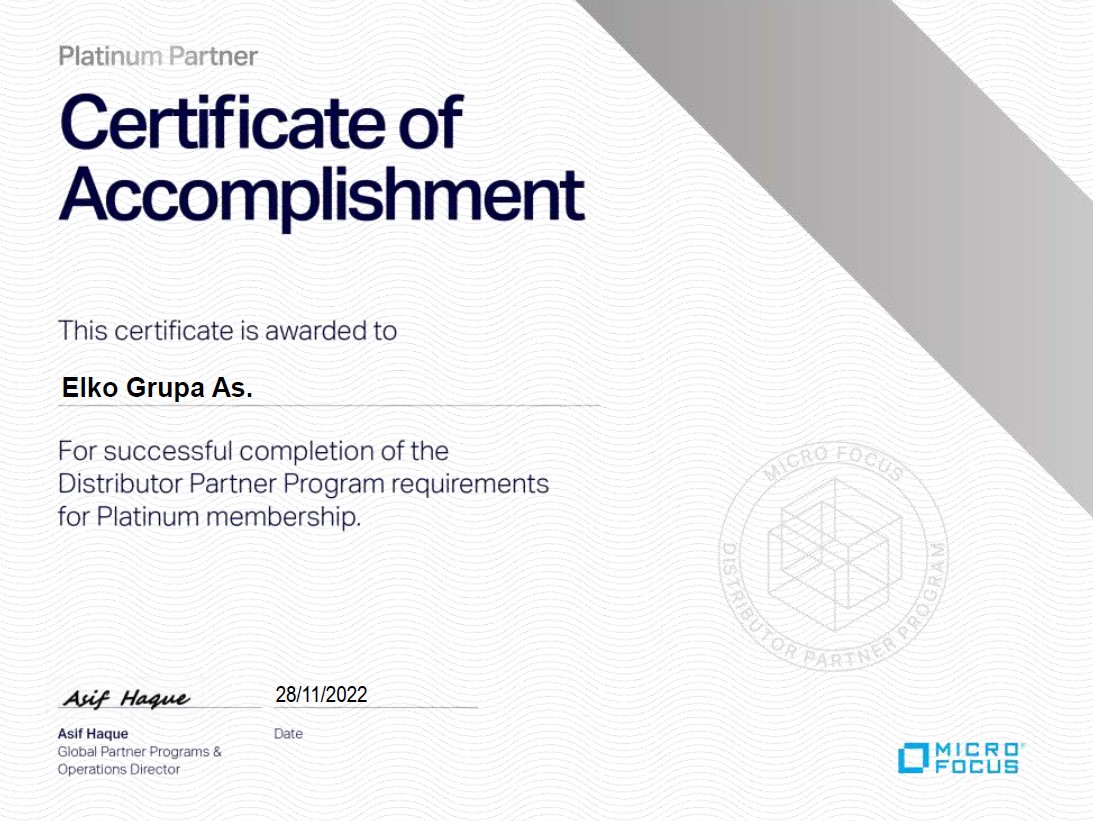 ELKO отримала статус Microfocus Platinum Distributor