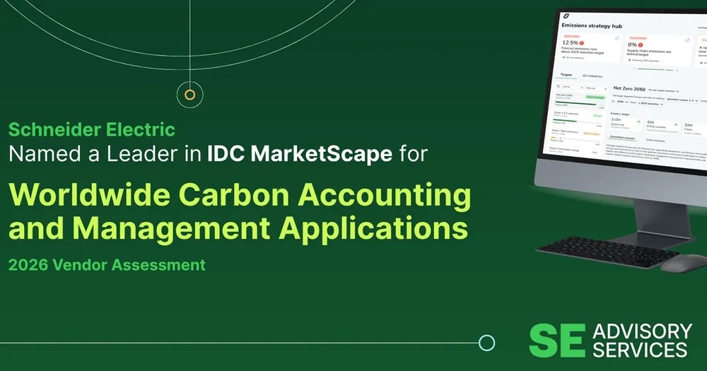 IDC визначила Schneider Electric лідером серед постачальників додатків для обліку та управління викидами вуглецю IDC визначила Schneider Electric лідером серед постачальників додатків для обліку та управління викидами вуглецю