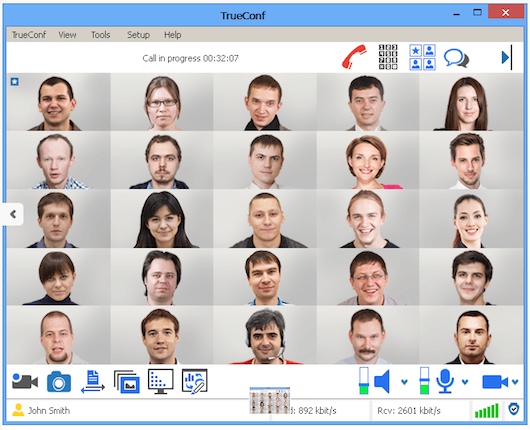 TrueConf поддерживает видеоконференции с 25 участниками одновременно