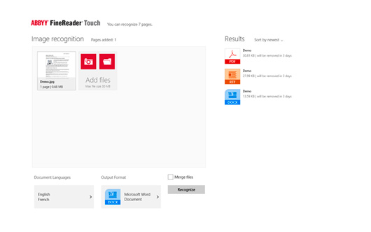 Вышла бета-версия ABBYY FineReader Touch для Windows 8