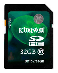 Карты памяти Kingston SDHC class 10 доступны емкостью 32 ГБ