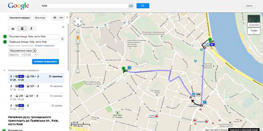 На картах Google в Украине появился общественный транспорт