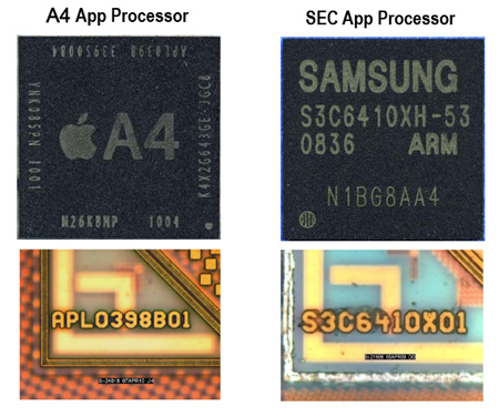 В iPad, iPhone 4 и смартфонах Samsung используются одинаковые ARM-процессоры