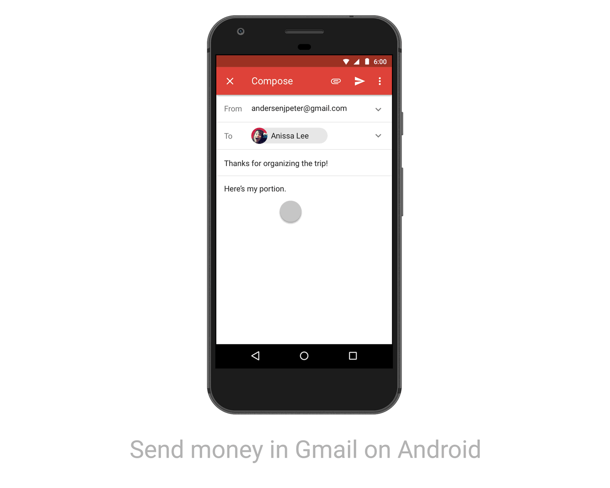 Gmail на Android теперь позволяет прикреплять к письму деньги