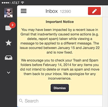 Сбой в Gmail для iOS привел к случайному удалению сообщений